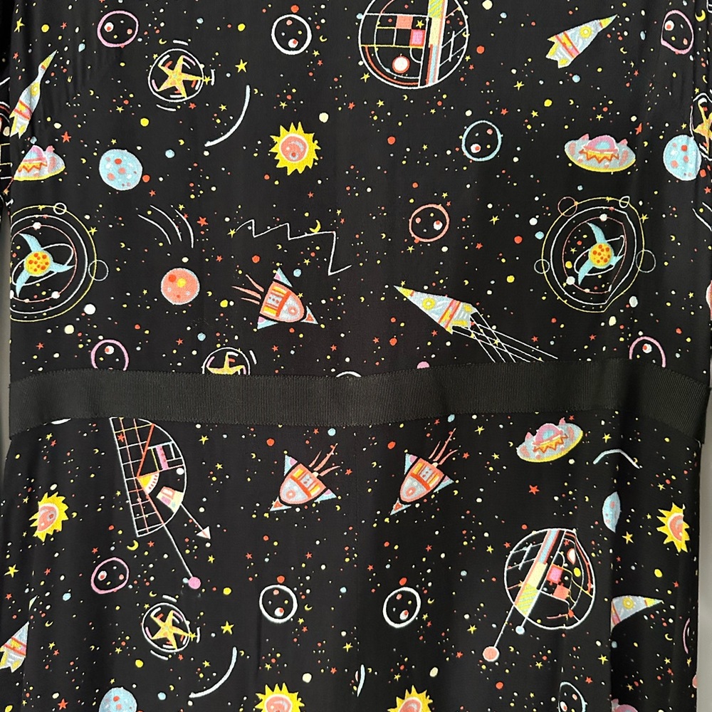& other stories black long dress with space, planet and rockets pattern - Picture 5 of 5